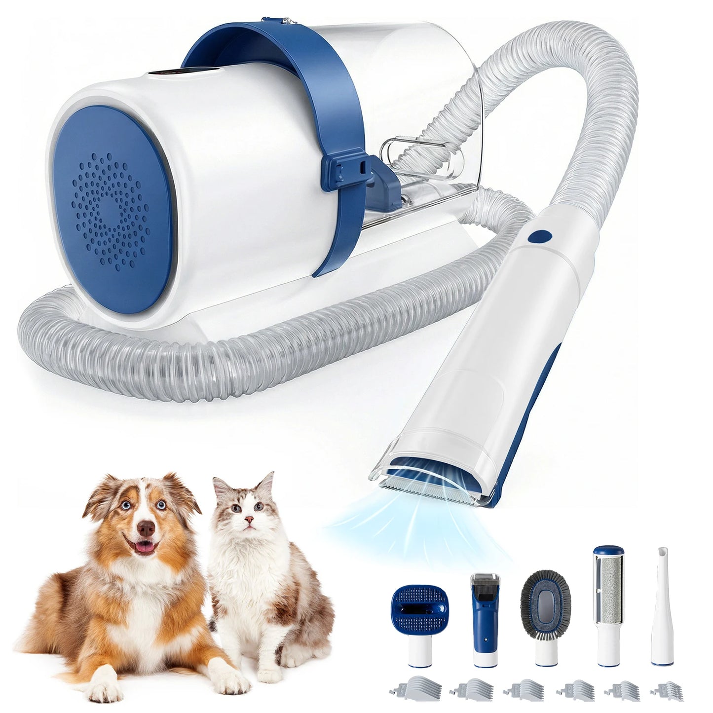 Velna Pet Grooming Vacuum Kit full contents laid out