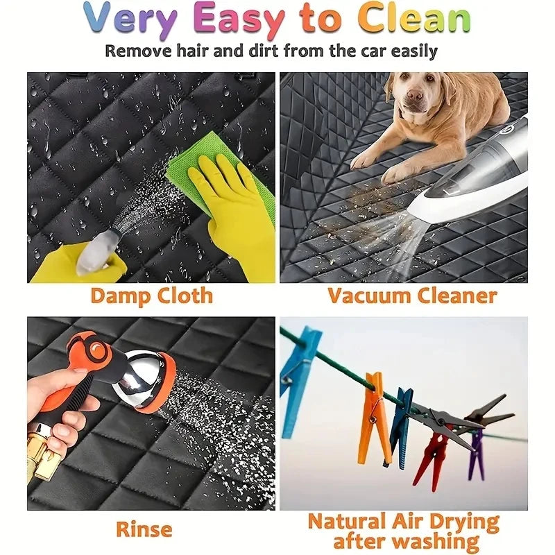 Cleaning the Velna dog car seat cover with a damp cloth, vacuum or rinse