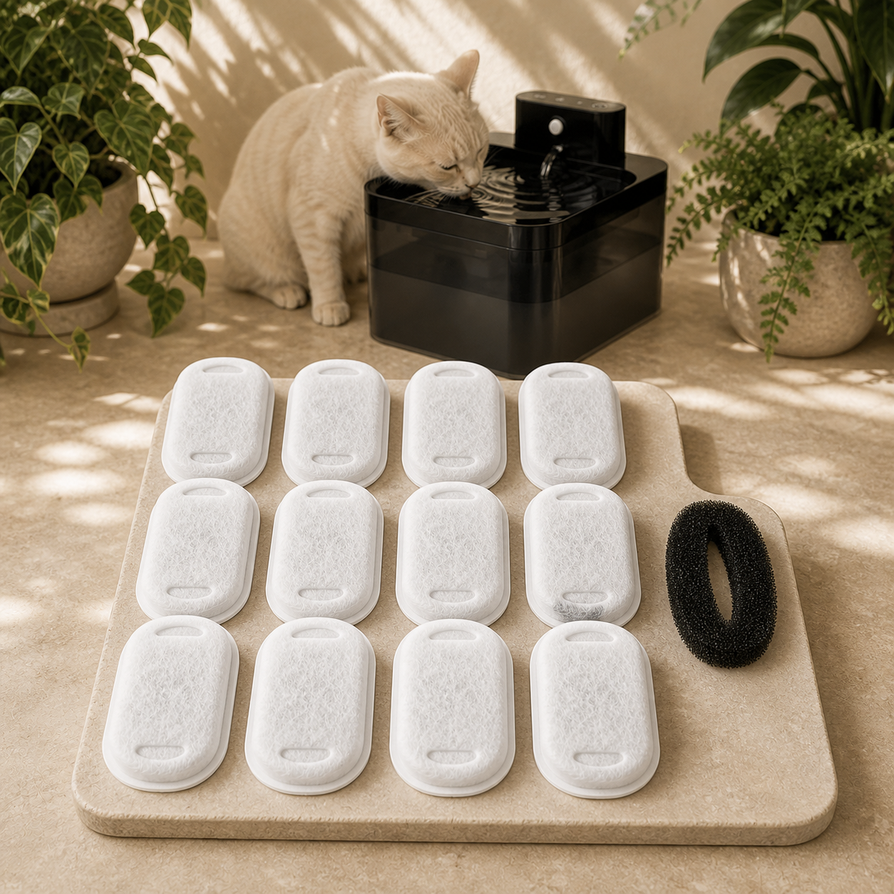 VELNA Fountain Filter Pack – 12 Activated Carbon Replacements