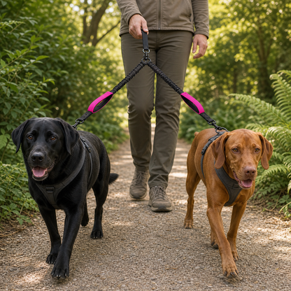 VELNA Dual Dog Leash – 360 No-Tangle Bungee Coupler