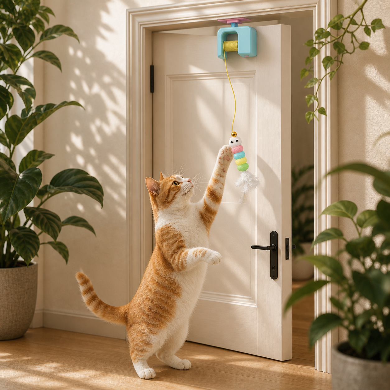 VELNA Electric Cat Teaser – Door-Hanging Auto Play Wand