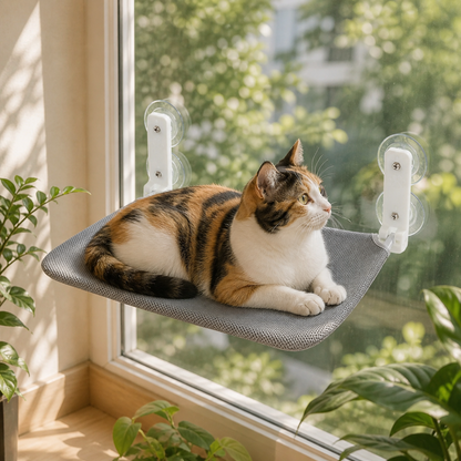VELNA Cat Window Hammock – Double Suction Perch, Assembly-Free